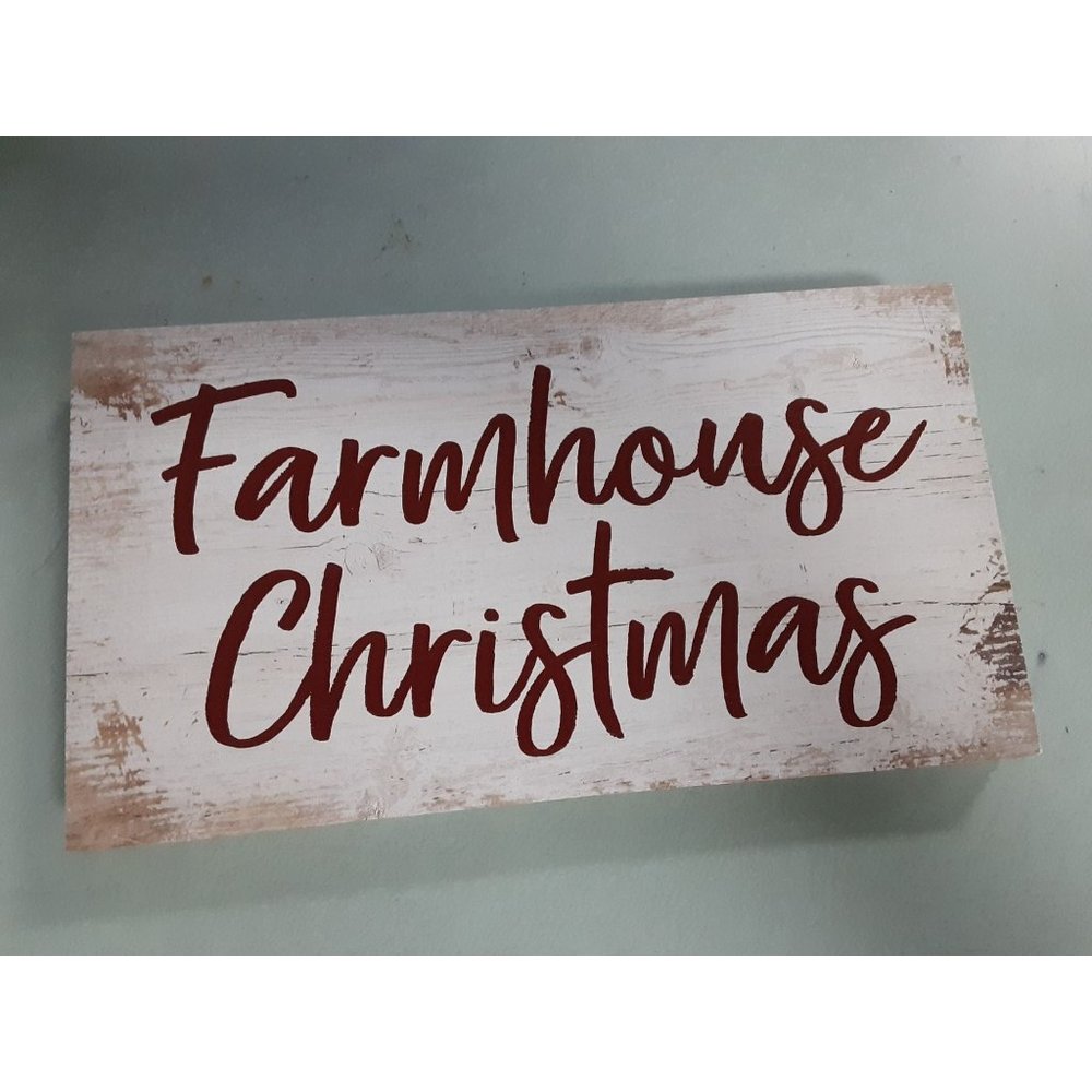 P Graham Dunn Wood Plaque "Farmhouse Christmas" Handcrafted In The Heart of Amis